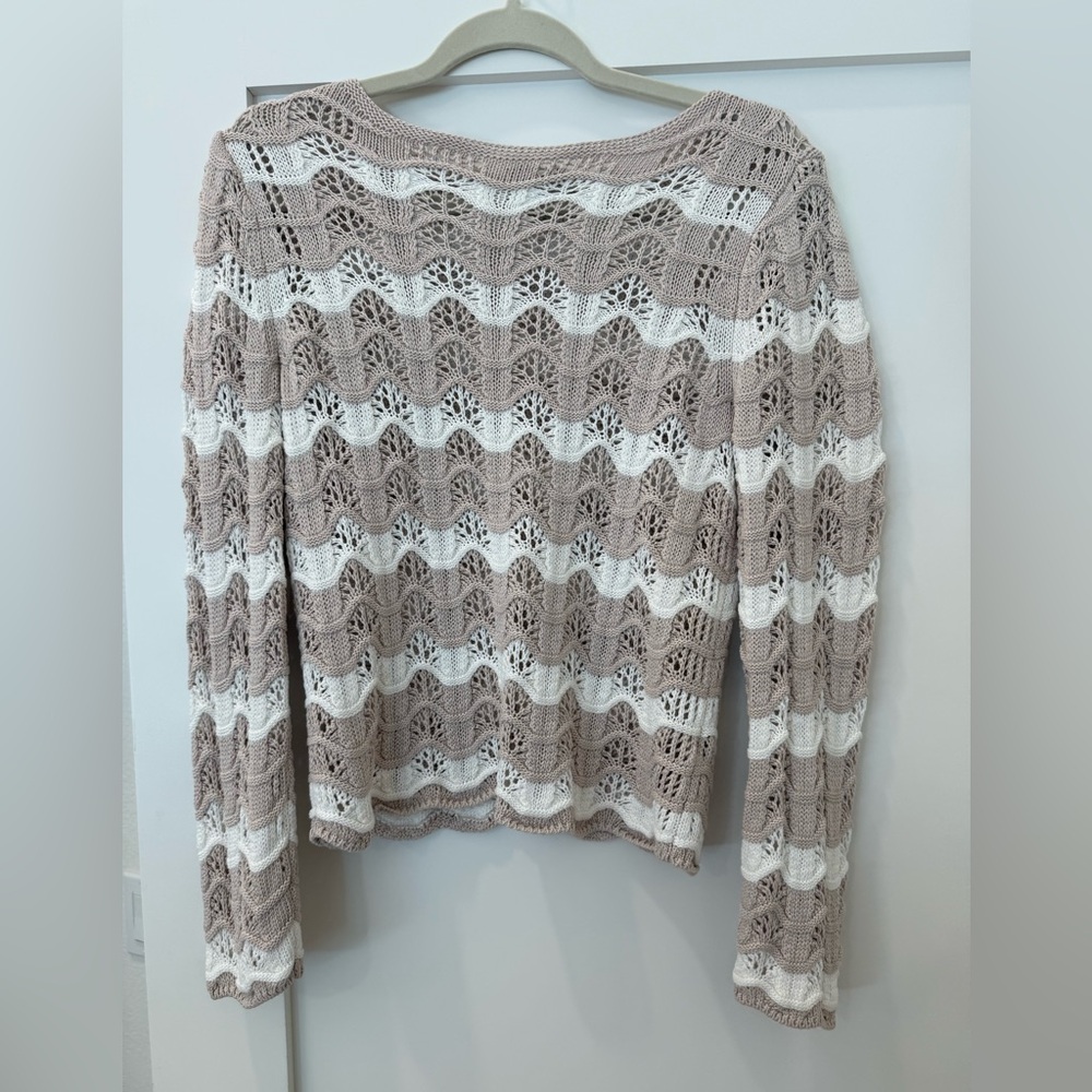 Z Supply Azura stripe crochet top in panda cotta - Picture 2 of 3